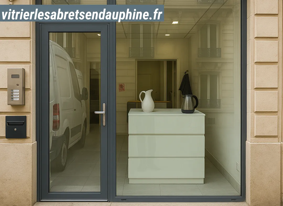 Façade vitrine de magasin en aluminium sur mesure à Les Abrets en Dauphiné